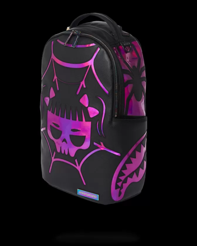 Sprayground BACKPACKS*CAZZU IRIDESCENT CUT u0026 SEW SPIDER SKULL SHARK BACKPACK (DLXV)