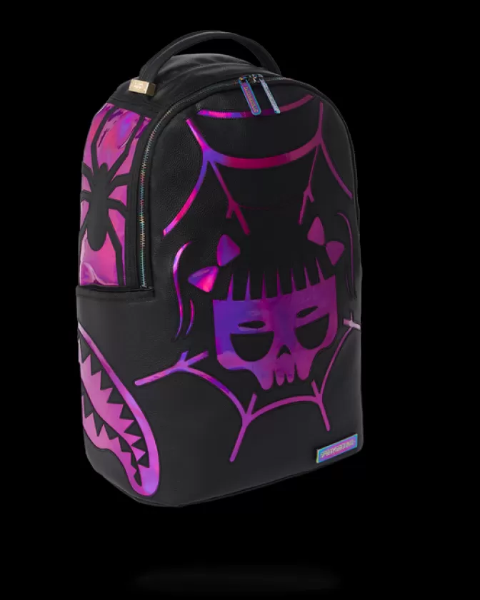 Sprayground BACKPACKS*CAZZU IRIDESCENT CUT u0026 SEW SPIDER SKULL SHARK BACKPACK (DLXV)