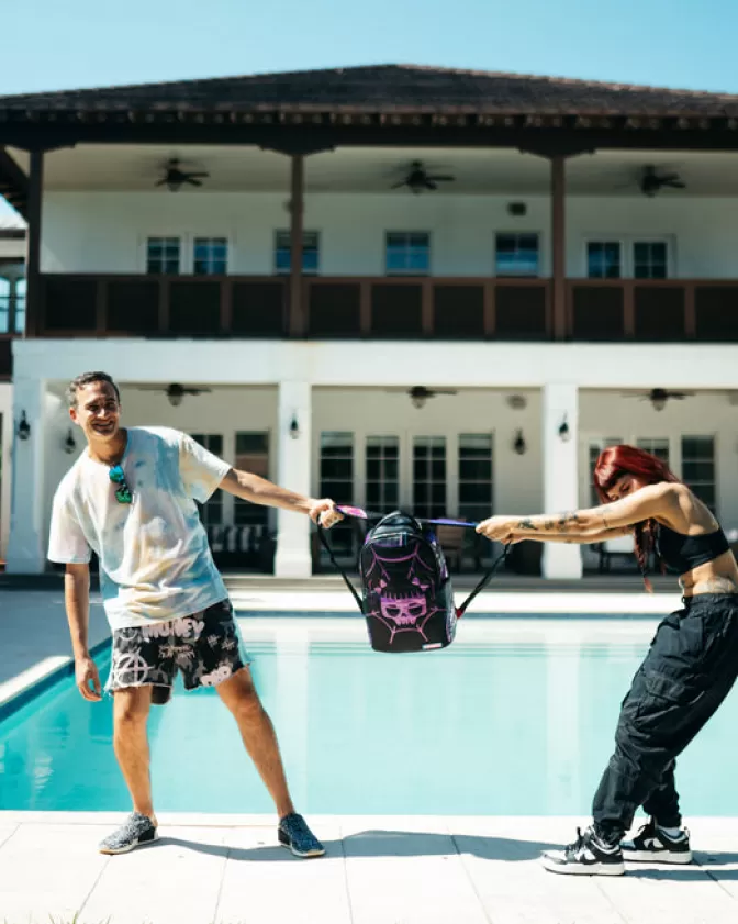 Sprayground BACKPACKS*CAZZU IRIDESCENT CUT u0026 SEW SPIDER SKULL SHARK BACKPACK (DLXV)