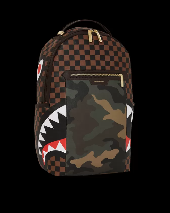 Sprayground BACKPACKS*EXTERIOR GOLD ZIP POCKET SHARKS IN PARIS BACKPACK (DLXV)