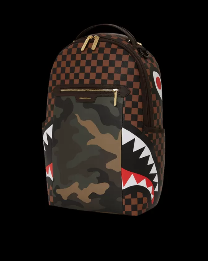 Sprayground BACKPACKS*EXTERIOR GOLD ZIP POCKET SHARKS IN PARIS BACKPACK (DLXV)