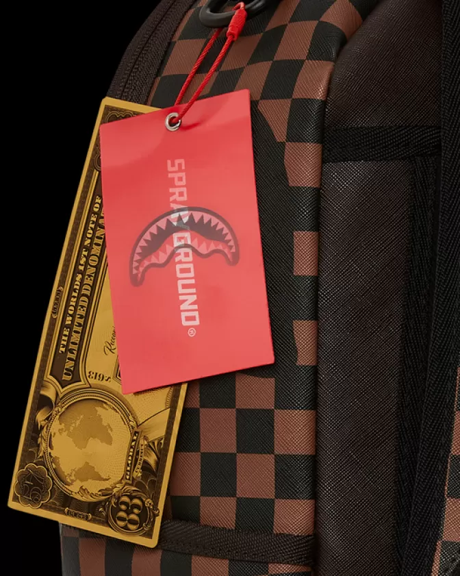 Sprayground BACKPACKS*EXTERIOR GOLD ZIP POCKET SHARKS IN PARIS BACKPACK (DLXV)