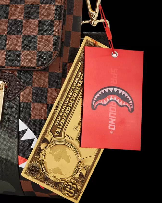 Sprayground SLINGS | CROSSBODYS*EXTERIOR GOLD ZIP POCKET SHARKS IN PARIS MESSENGER SLING BAG