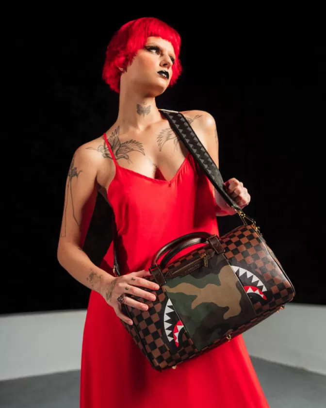 Sprayground DUFFLES*EXTERIOR GOLD ZIP POCKET SHARKS IN PARIS MINI DUFFLE