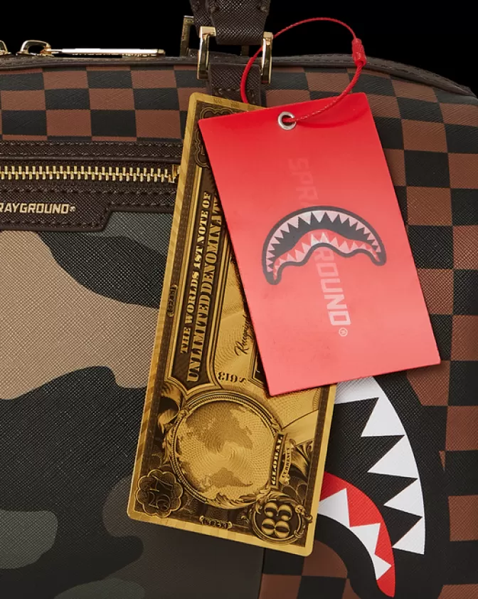 Sprayground DUFFLES*EXTERIOR GOLD ZIP POCKET SHARKS IN PARIS MINI DUFFLE