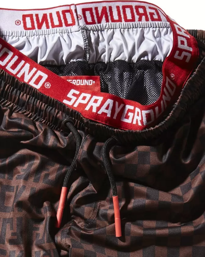 Sprayground SWIMWEAR*OFFENDED SPLIT THE CHECK CORTO SWIM TRUNKS