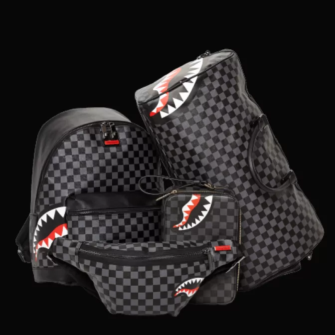 Sprayground TOILETRIES AKA MONEY BAGS*SHARKS IN PARIS (BLACK CHECKERED EDITION) TOILETRY AKA MONEY BAGS