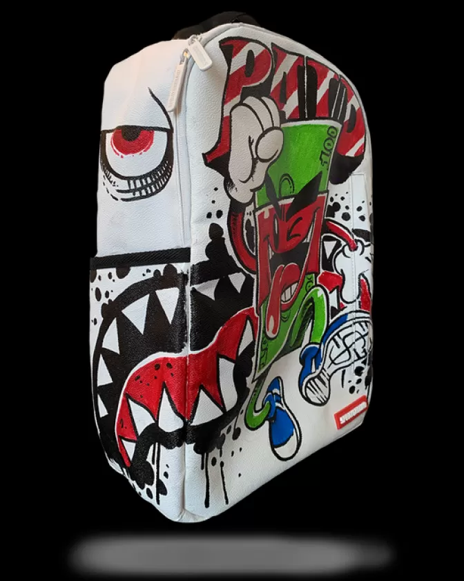 Sprayground BACKPACKS*THE DIY WHITE BACKPACK (VEGAN LEATHER u0026 INNER MONEY LINING) u0026 MARKERS INCLUDED